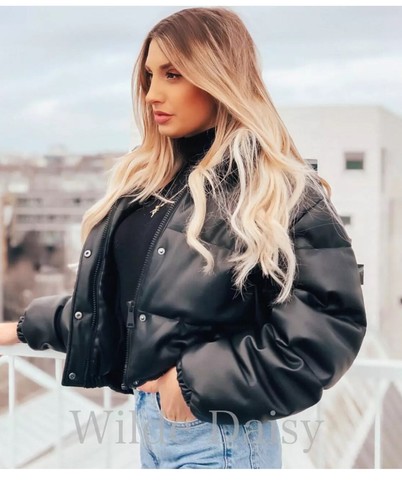 faux leather puffer zara