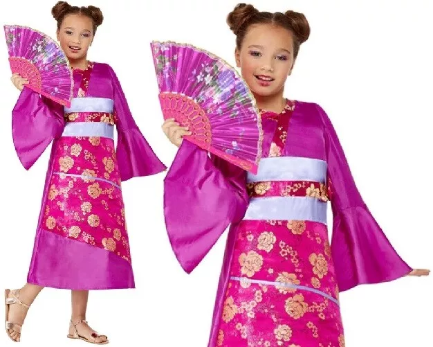 Ragazze Bambine Bambina Geisha Costume Bambini Giapponese Completo Smiffys