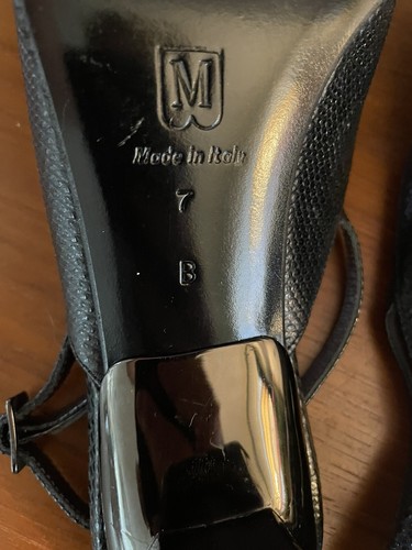 BRUNO MAGLI Women’s Black Leather Slingback Heels Shoes 7 FIXER, READ - Picture 7 of 9