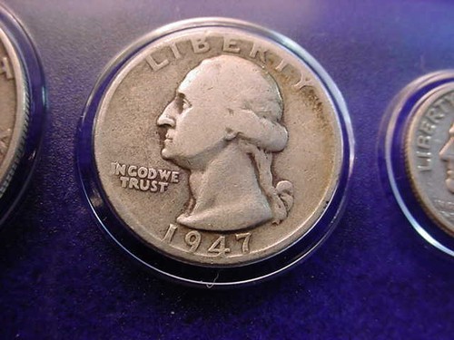 1947-D 5 COIN DENVER MINT SET GREAT COINS 90% SILVER! #2 - Picture 3 of 7