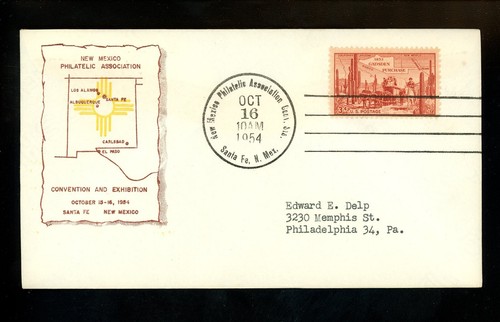 US Postal History Philatelic Societies New Mexico Association 1954 Santa Fe NM - 第 1/2 張圖片