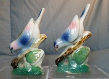 Lot of 2 Blue Bird on Branch Ceramic Figurines Made in Japan  Approx 4" tall
