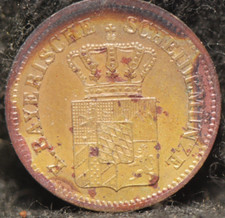Germany - Bavaria, 1869 Kreuzer, KM873, EF+, Toning, R, 4-20