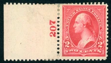 US Scott #267 George Washington Triangle (C) 2¢ Carmine Plate # MH *FREE SHIP**