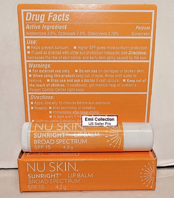 Nu Skin Nuskin Sunright Lip Balm SPF 15 Tube Stick Lip Protection
