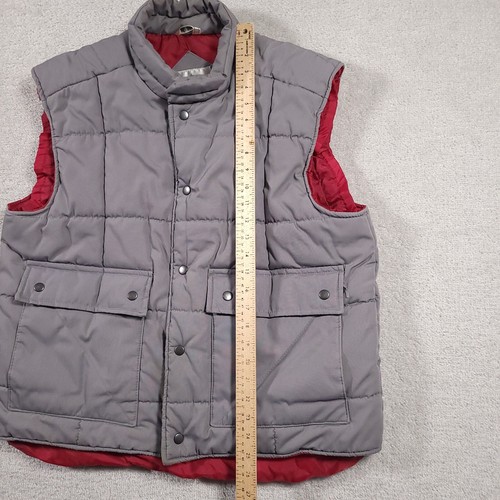 Northwest Territory Puffer Vest Mens Large 42/44 Gray Red Snap Full Zip Heavy - Picture 8 of 16