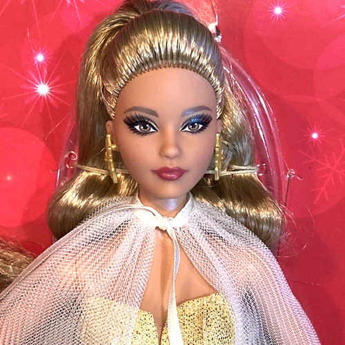 Barbie 35th anniversary Holiday Latina Mattel Barbie HJX06 NRFB ⭐️ Gold Dress ⭐️