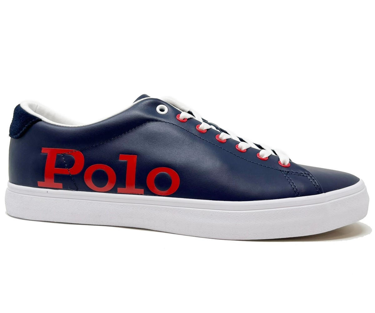 Polo Ralph Lauren Longwood Logo Spellout BLUE WHITE RED Leather