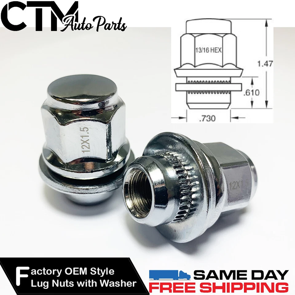 20 PIEZAS TUERCAS ARANDELA ASIENTO MAG MITSUBISHI CROMADAS 12X1.5 PARA MODELOS MITSUBISHI Foto 2 de 2