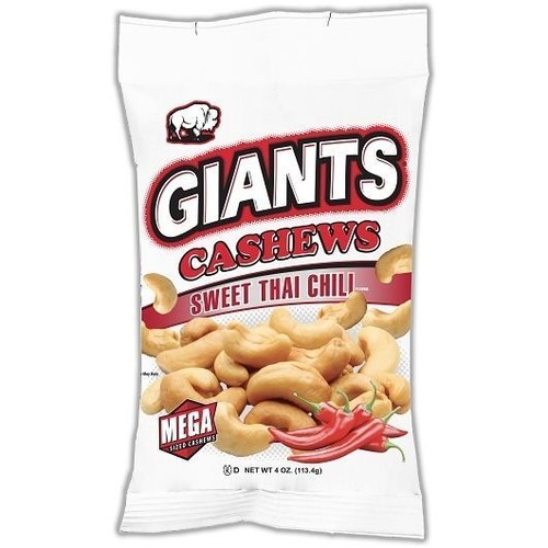 Giants Gourmet Cashews, Sweet Thai Chili Flavor, Perfectly Roasted, 4 Ounce P... - 第 1/2 張圖片