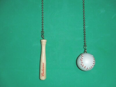 Baseball and Bat Ceiling Fan Pull Chain Set (Budweiser)  