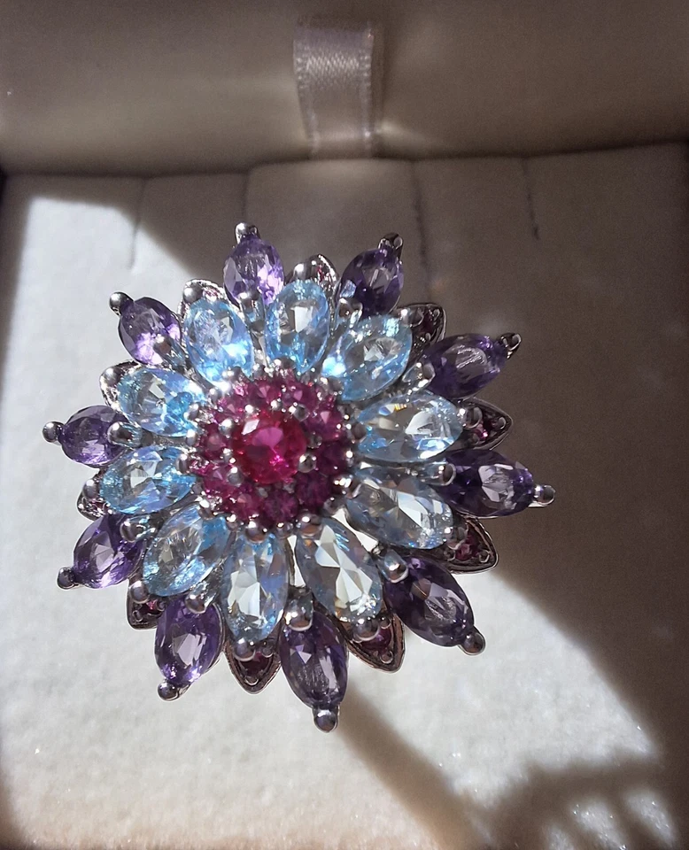 Anello In Argento S925 Con Grande Fiore - Immagine 3 di 4