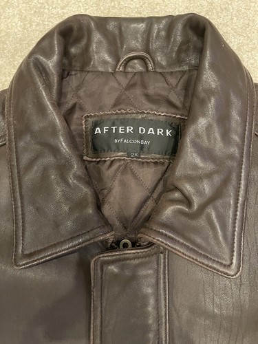 AFTER DARK Falcon Bay Bomber Jacket Leather Flight Mens 2XL Brown Lined Vintage - Picture 6 of 10