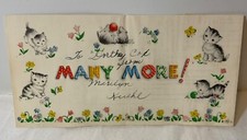 VTG Gibson Birthday Card Kitty Cat Butterfly Flowers 5 Cats Inside Word Art