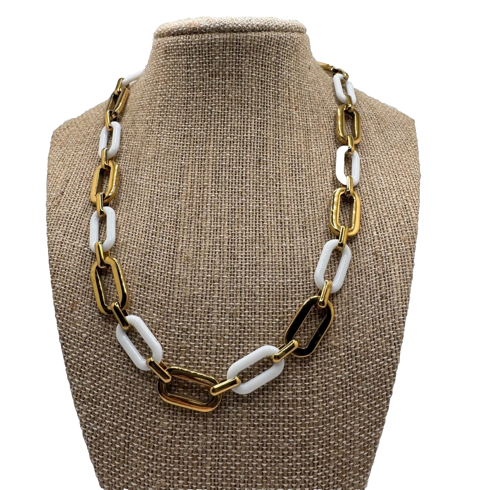 VETEMENTS Collana catena maglia ovale bianco acrilico tono oro