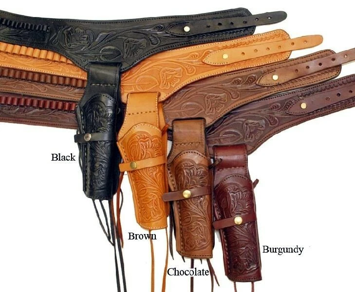 WESTERN COWBOY STYLE Genuine Cowhide Leather SINGLE HOLSTER PISTOL