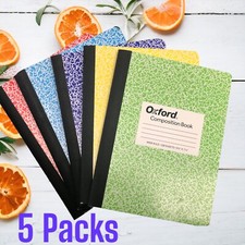 5 Packs Oxford Wide Ruled Composition Book, 7-1/2 x 9-3/4 Inches,