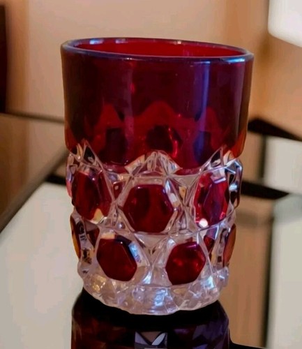 SET OF 3~Doyle & Co EAPG Ruby Stained Block Tumblers 1891 Patterned Glass - Picture 8 of 18