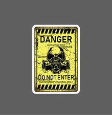 Skulls Danger Sticker Do Not Enter Retro