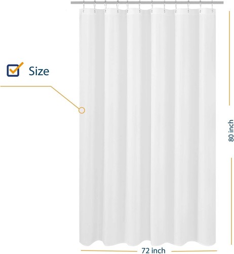 Extra Long Shower Curtain Liner Fabric 72 X 80 Inches Hotel Quality W - Picture 2 of 6