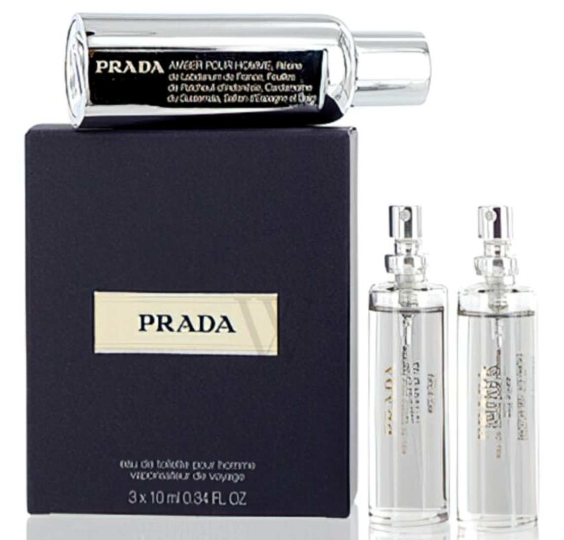 Prada Amber Pour Homme 3 x 10ml Eau De Toilette Travel Spray Prada Amber Pour Homme 3 x 10ml Eau De Toilette Travel Spray