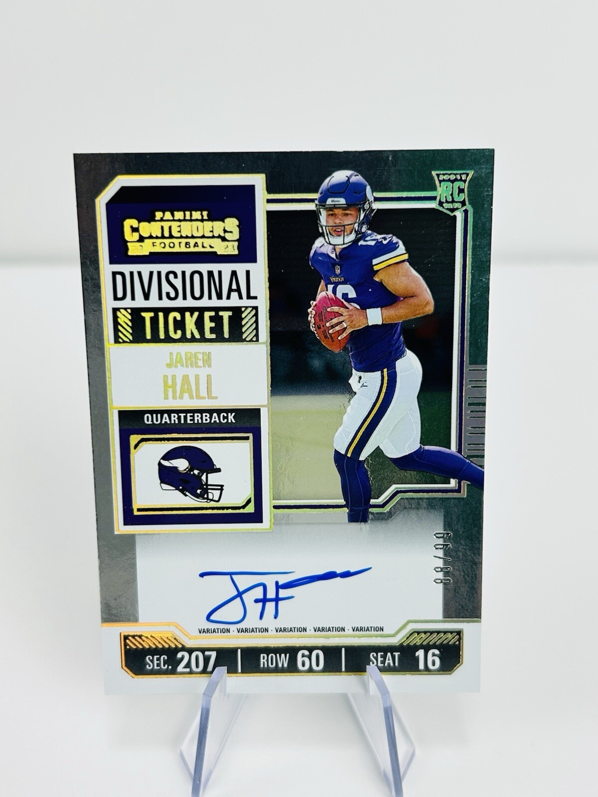 2023 Contenders Jaren Hall Divisional Ticket Auto 88/99 RC #116 Vikings 🔥