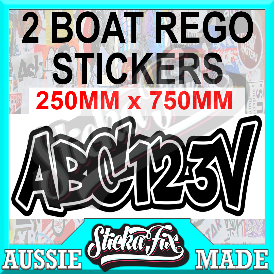 2x Boat Rego Sticker Decals Set 250mm High Vinyl Registration eBay