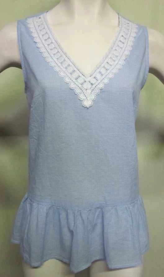 Tunika Blusen Top Gingham kariert Ultra Mini-Kleid, Longshirt Schößchen,Gr.42XL - Bild 3 von 4