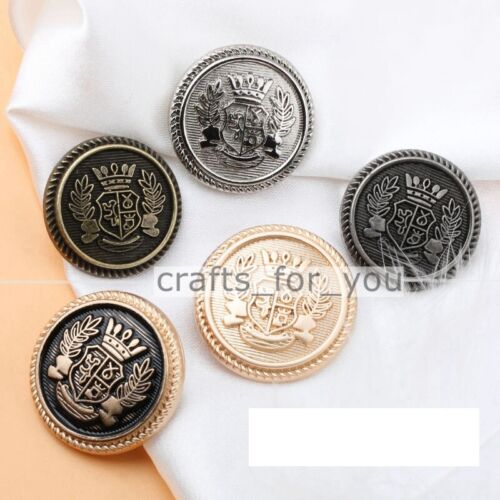 10PCS METAL SHANK BUTTONS CROWN ROUND 15MM-25MM COAT CLOTHING BAG SEWING CRAFTS - Picture 3 of 12