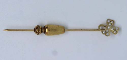 Antike 14k Gelbgold Perlen Blume Stecknadel - Bild 2 von 8
