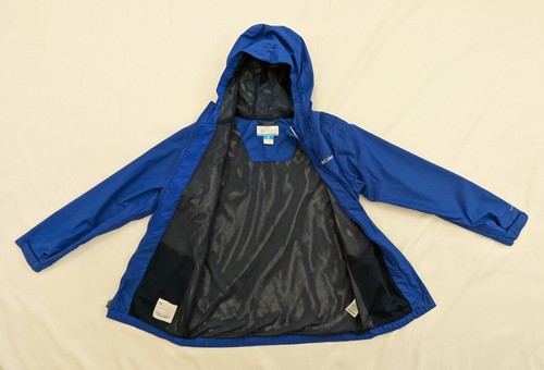 Columbia Omni-Tech Watertight Rain Wind Hooded Full Zip Blue Jacket Boys L 14/16 - Picture 3 of 11