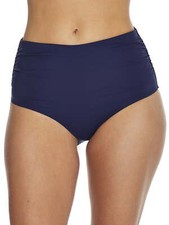 Anne Cole - Convertible High Waist Shirred Swim Bottom Blue Navy Size XS