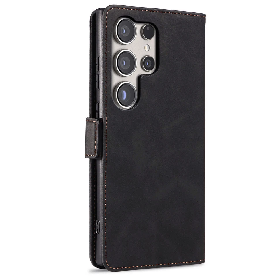 Black Leather Flip Wallet Case Cover For Samsung Galaxy S24/S24 Plus/S24 Ultra - Image 3 of 4