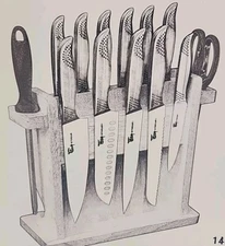 Syokami Moern Japanese Knife Block Set 14 Piece w/Magnetic Holder High Carbon