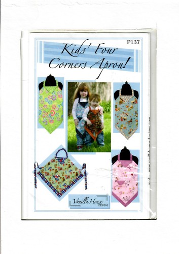Vanilla House Designs Sewing Pattern KIDS 4 CORNER APRON Size S-L Uncut FF