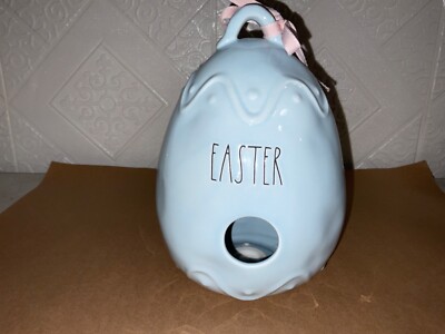 Rae Dunn  Easter   Artisan Blue Egg Shape Ribbon Magenta BirdHouse Home 10 