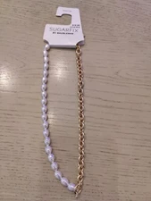NEW - SUGARFIX by BaubleBar Gold and Pearl Necklace - Gold/White - MSRP $16.99