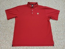 FootJoy Polo Shirt Mens Large Red Golf Performance Short Sleeve Stretch Crest