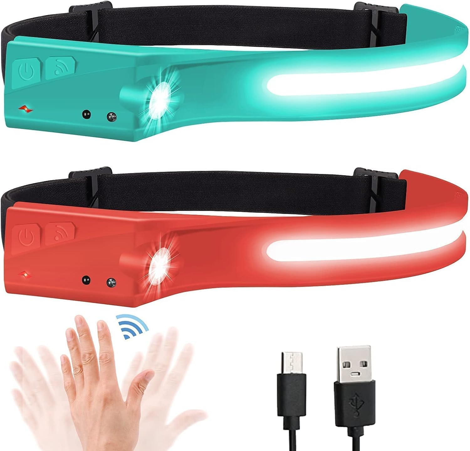 Headlamp Flashlight 2 Pack Blue and Red