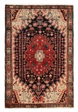 Vintage Geometric Area Rug 3'6" x 5'1" Traditional Hand-Knotted Wool Carpet