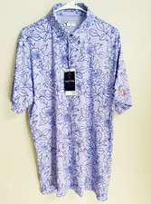 Yatta Golf Men s Polo Shirt Size L Lavender Floral Blue Short Sleeve NWT