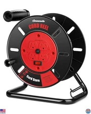 DEWENWILS Heavy-Duty Extension Cord Reel, 4 Outlets, 15A Breaker, Hand Wind