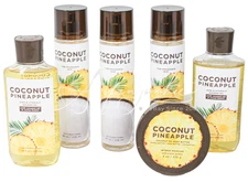 Bath & Body Works Coconut Pineapple Body Mist Spray Shower Gel Cream Lotion 6pc