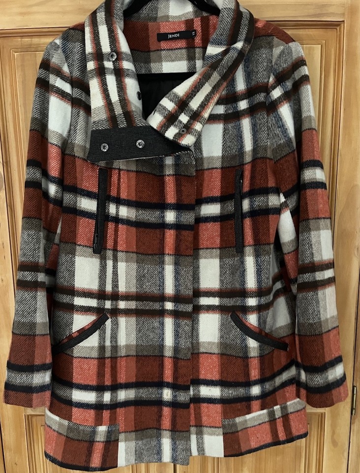 JENDI WOOL BLEND JACKET SIZE 14 AS NEW RRP $110 ZIP PRESS STUDS SUPERB