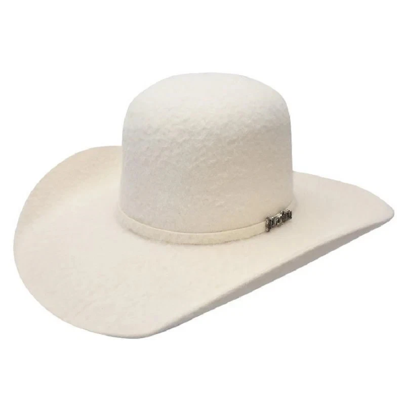 Texana Cuernos Chuecos 10X Open Crown Grizzly Style Cowboy Felt Hat-Winter White