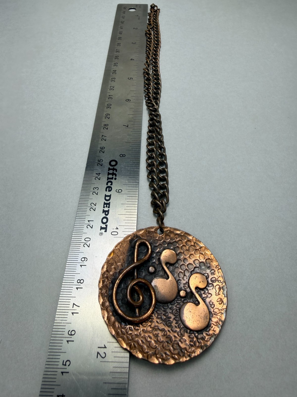 Solid Copper Necklace Musical Notes Pendant Artis… - image 6