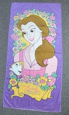 vintage beauty and the beast beach towel Purple Story Time Chip 28.5” X 58” NOS