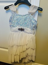 Revolution Spandex Dance Dress, White, Size LC Fits Girls 10