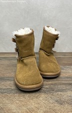 Koolaburra by UGG Victoria Chestnut Suede Double Bow Kids Boots Size 11