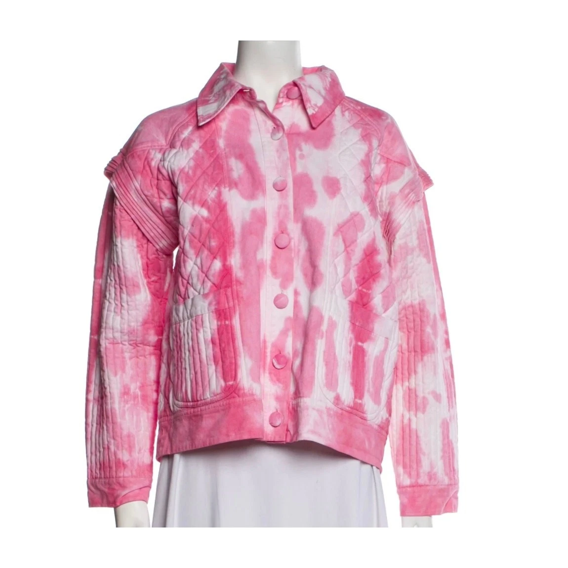 New LOVESHACKFANCY 'Adelade' Quilted Jacket in Hibiscus, XS